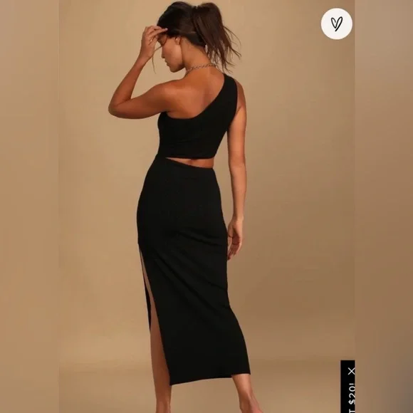 Lulus Spice Things Up Black Ribbed One-Shoulder
Cutout Midi Dress - Picture 3 of 6